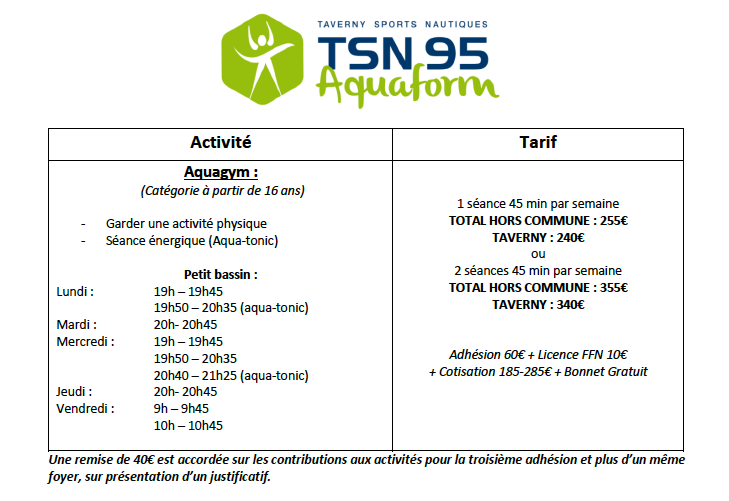 aquaform tsn95 TAVERNY